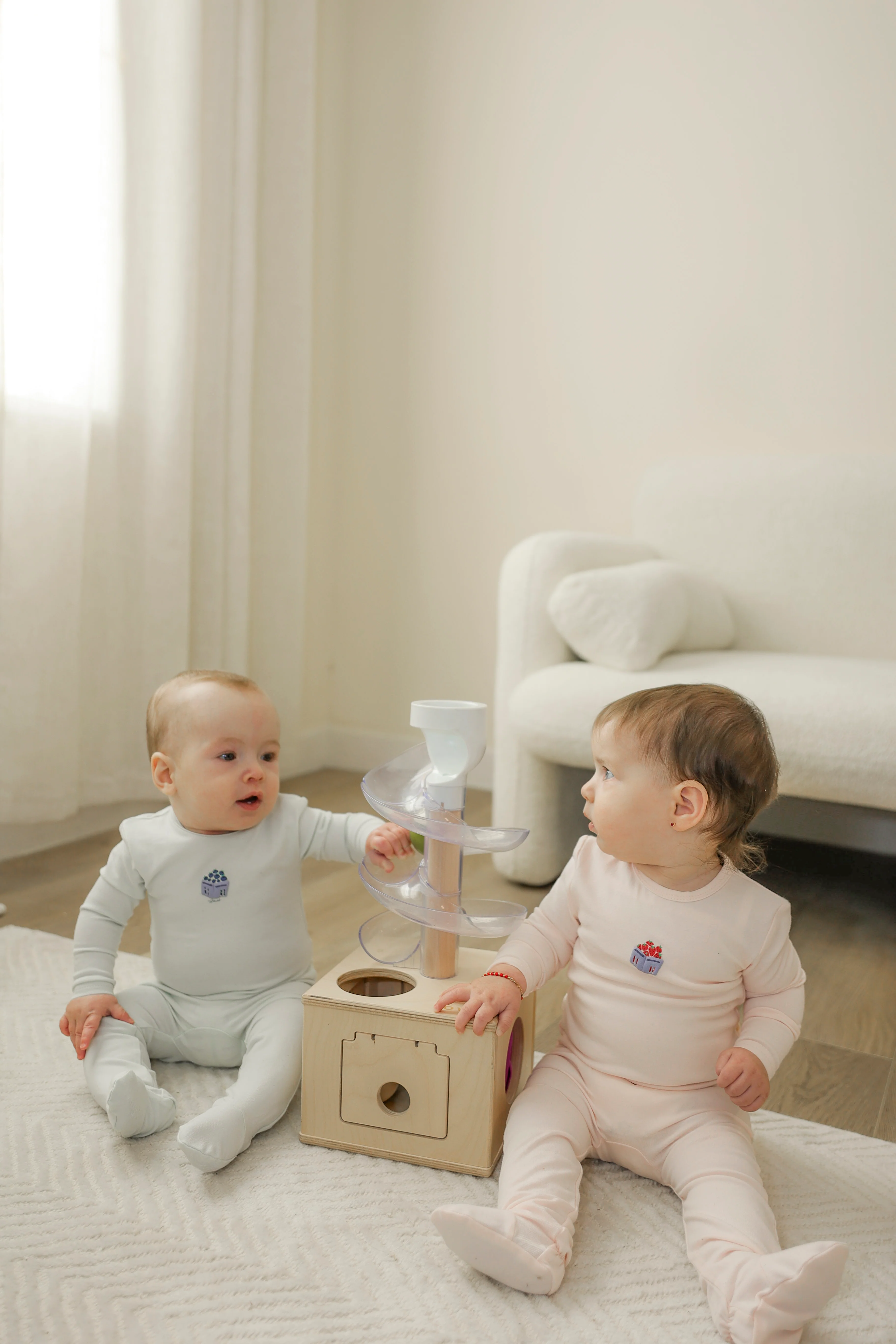 Baby Cotton Spandex 'Berry Box' Boys Onesie- Powder Blue - Image 2