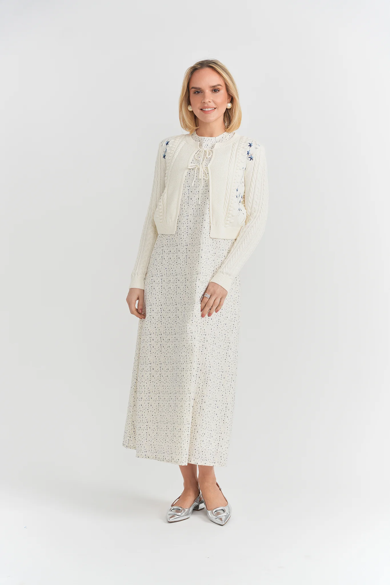 2pc Ladies Set Off- White/Blue