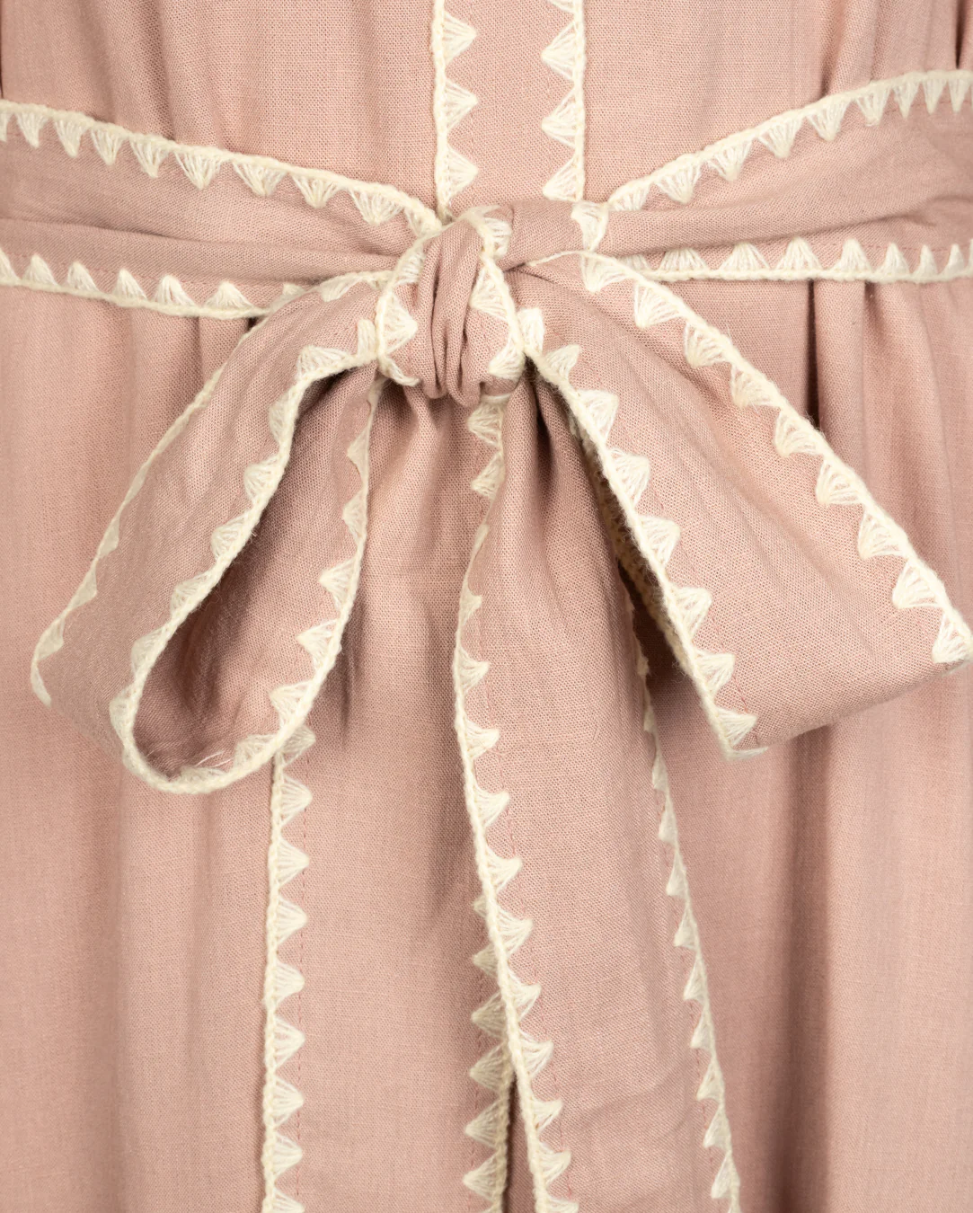 Scallop Trim Belt Dress- Peach - Image 2