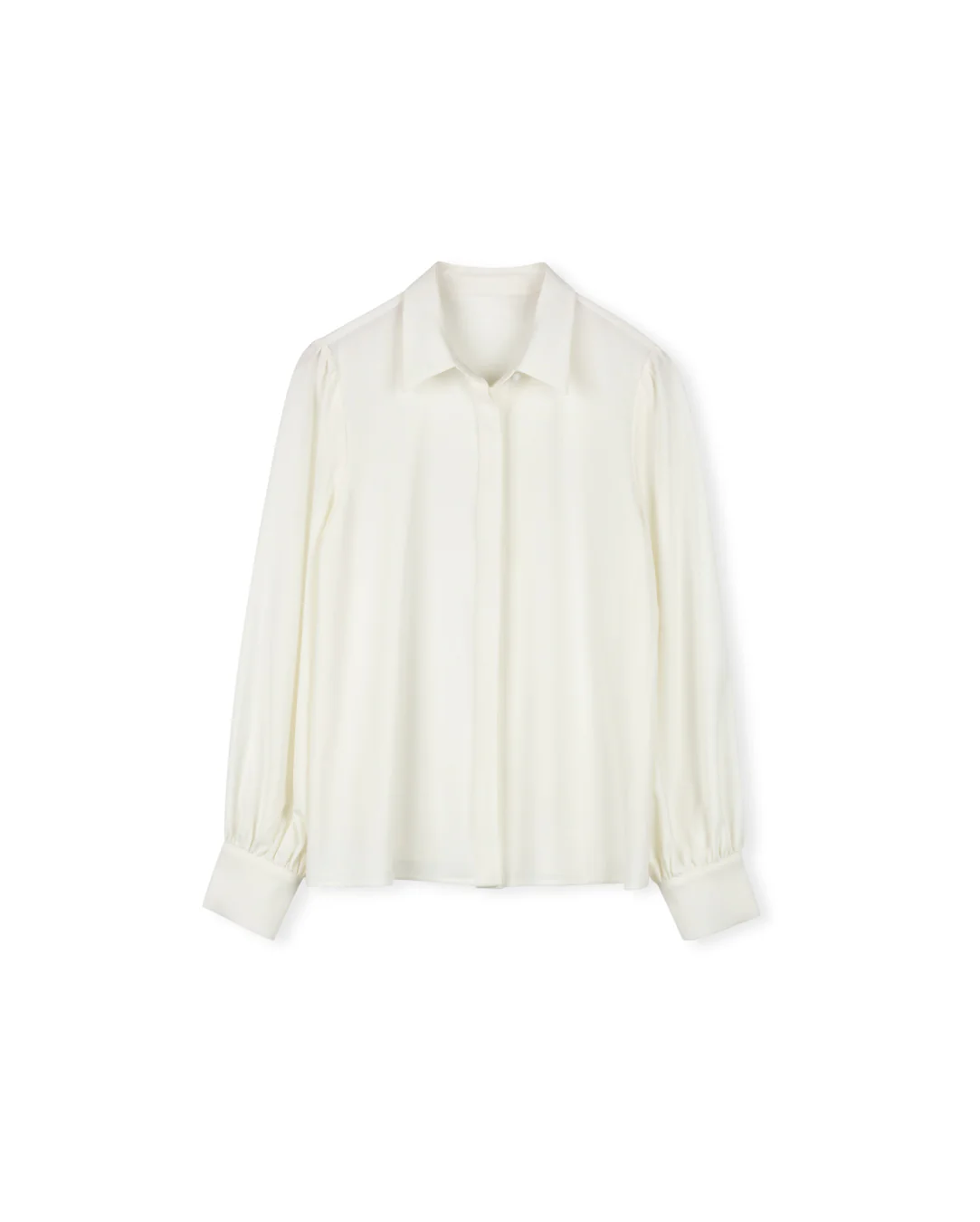 Silky Bubble Sleeve Blouse- White - Image 2