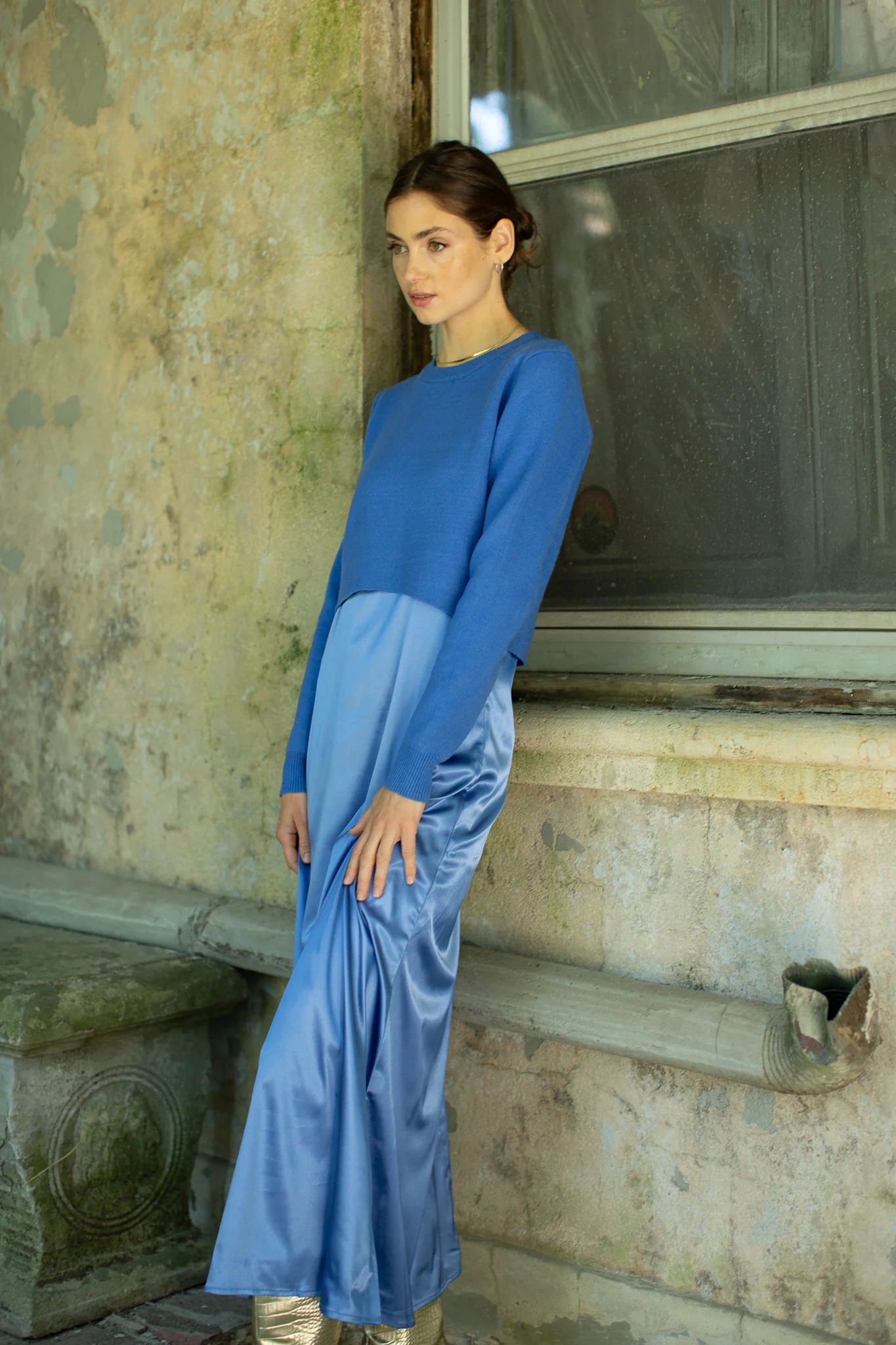 Sarena Slip Dress- Azure - Image 3