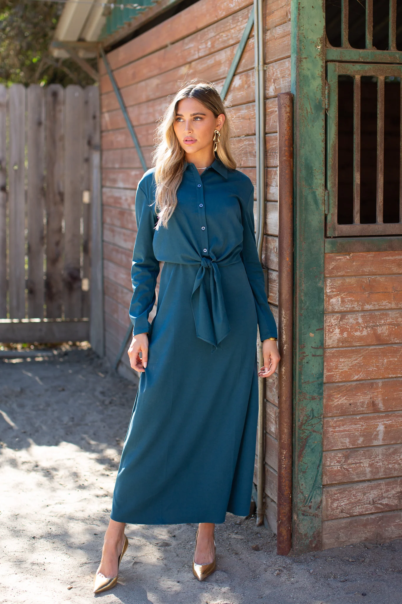 Cupro Slip Dress - Teal - Image 2