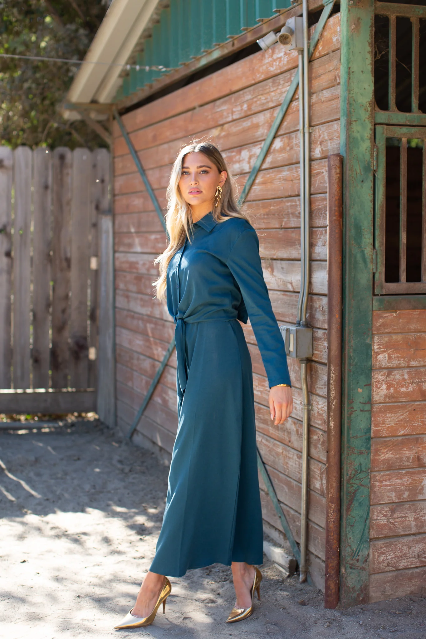 Cupro Slip Dress - Teal - Image 3