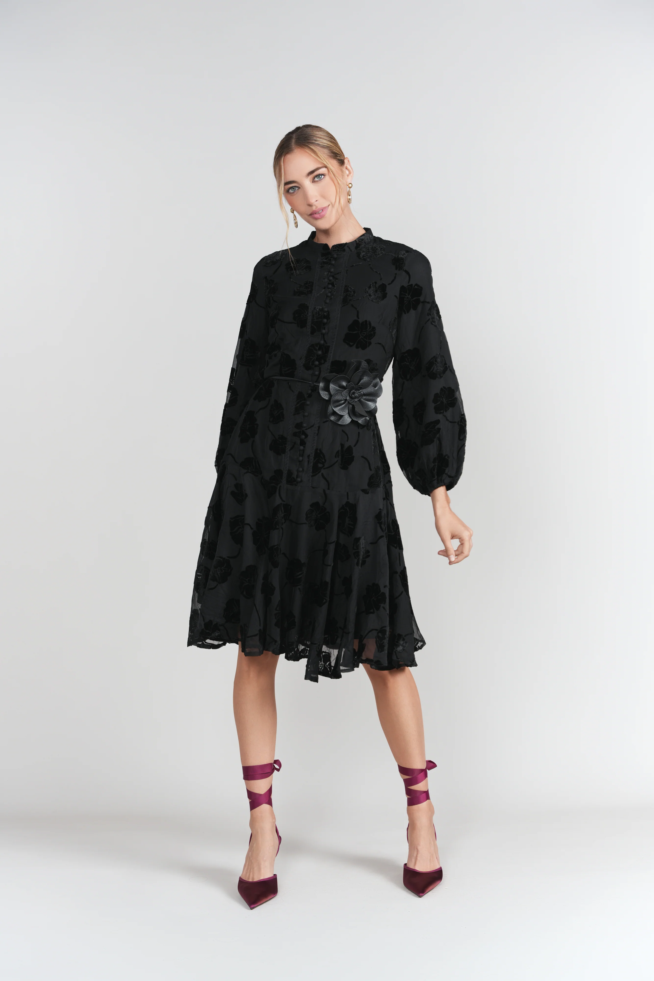 Sophie Dress- Black Burnout Chiffon