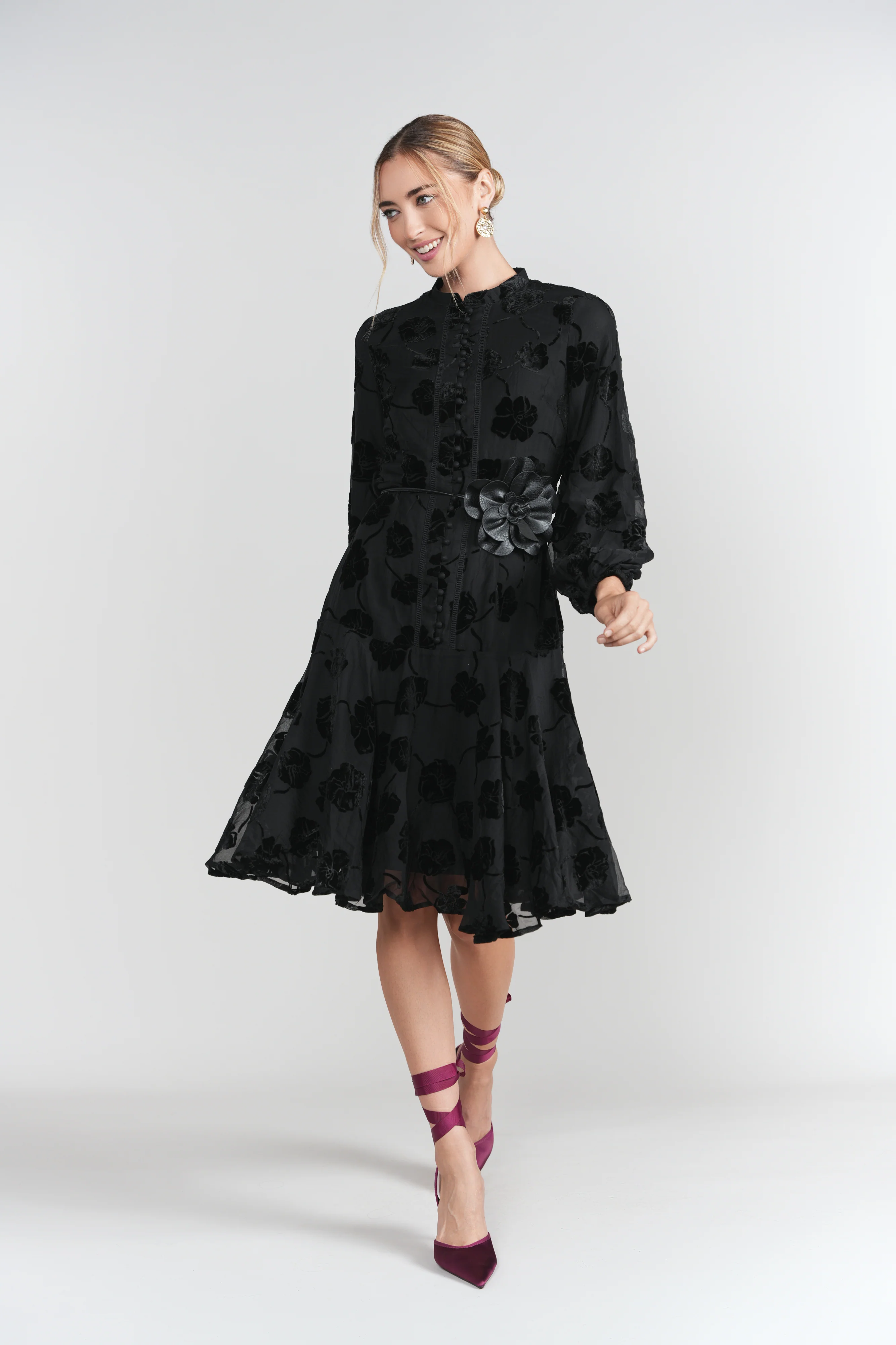 Sophie Dress- Black Burnout Chiffon - Image 3