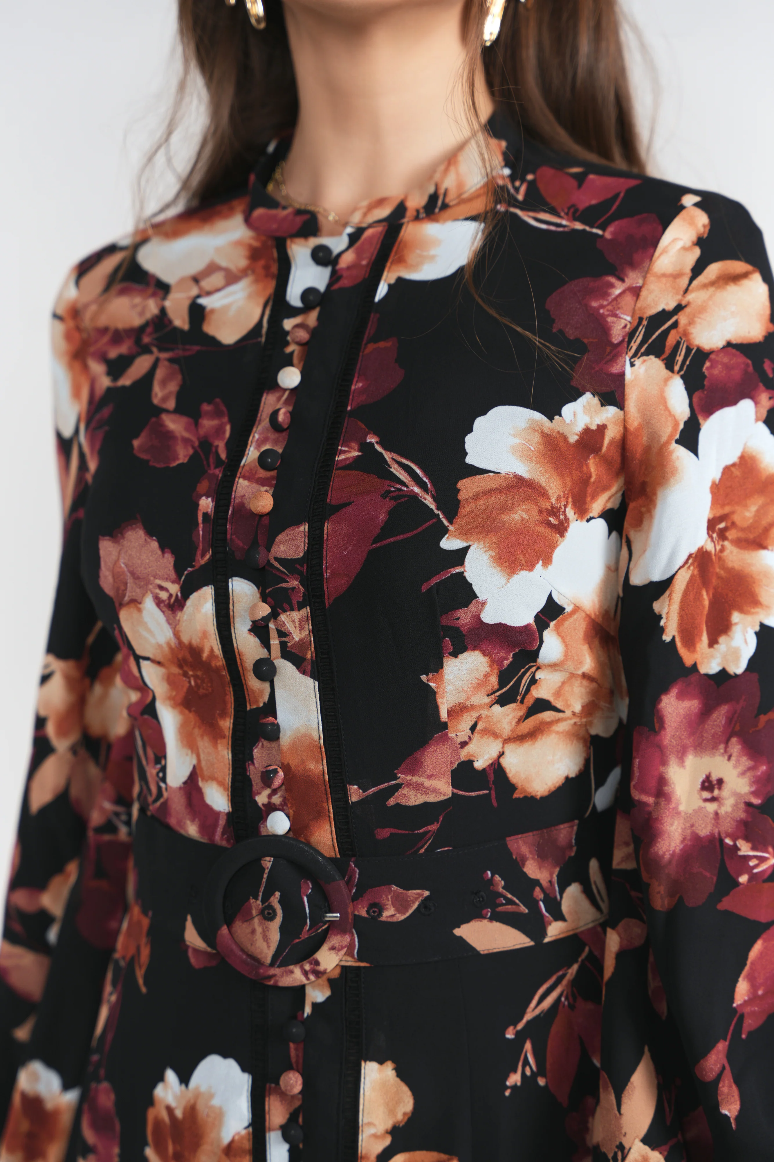 Sophie Dress- Brown Floral Chiffon - Image 3