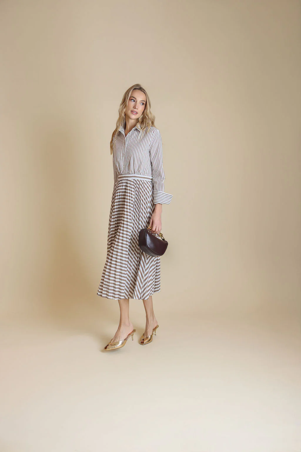Stripe Button Dress- Stripe