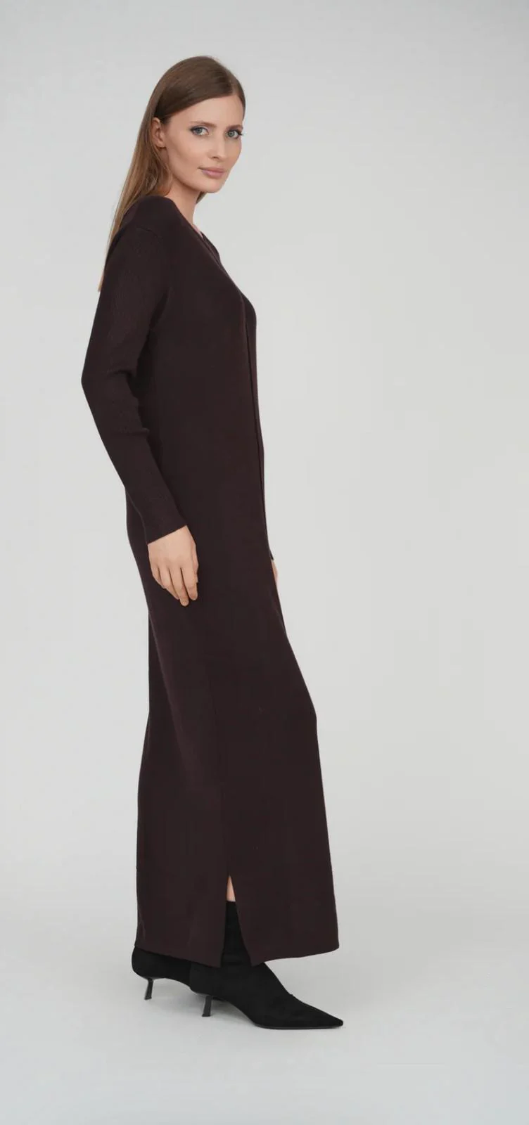 Sweater Maxi Dress- Brown - Image 2