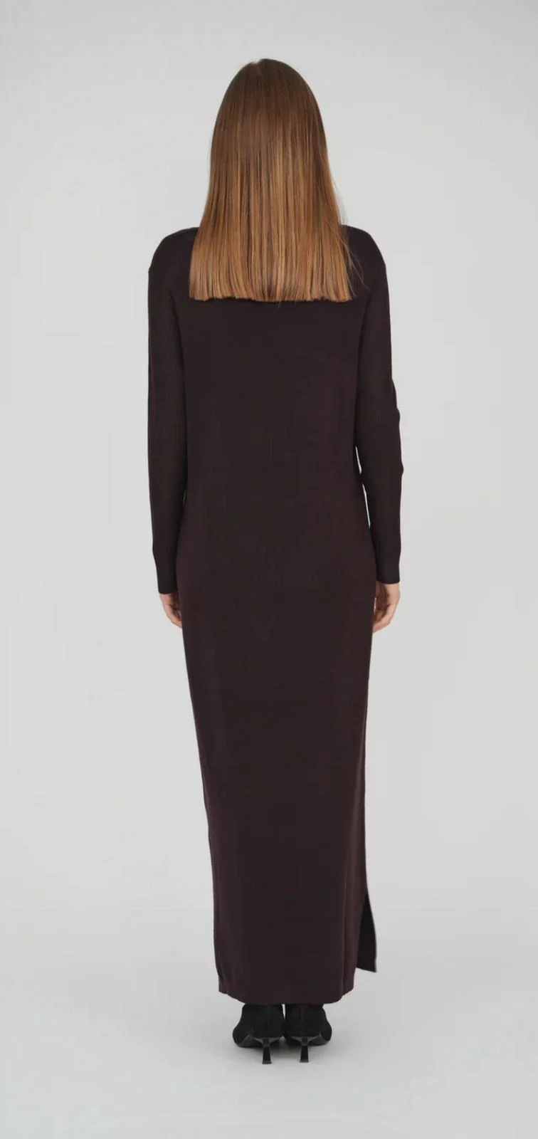 Sweater Maxi Dress- Brown - Image 3