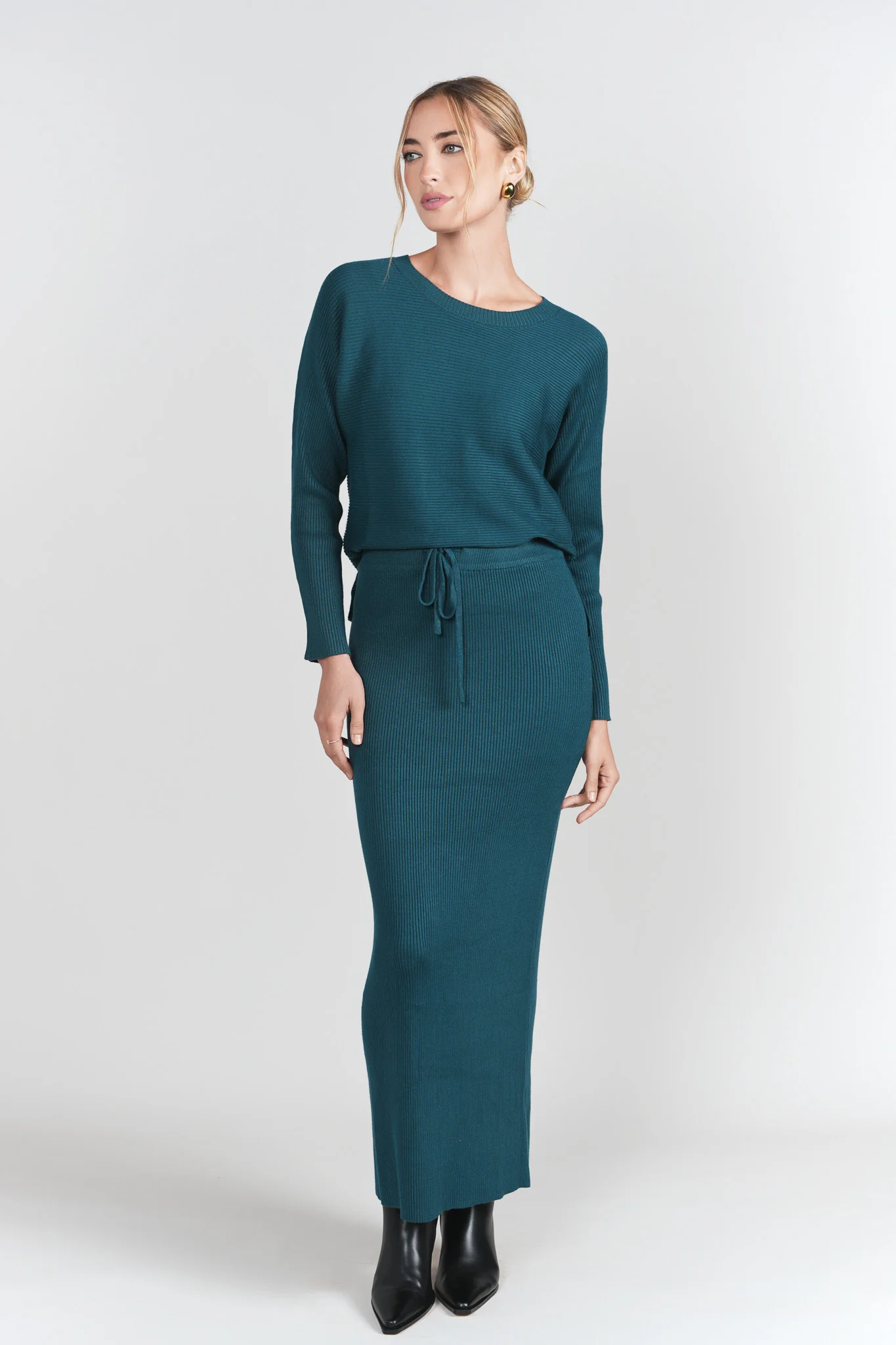 Sweater Rib Skirt- Teal - Image 4