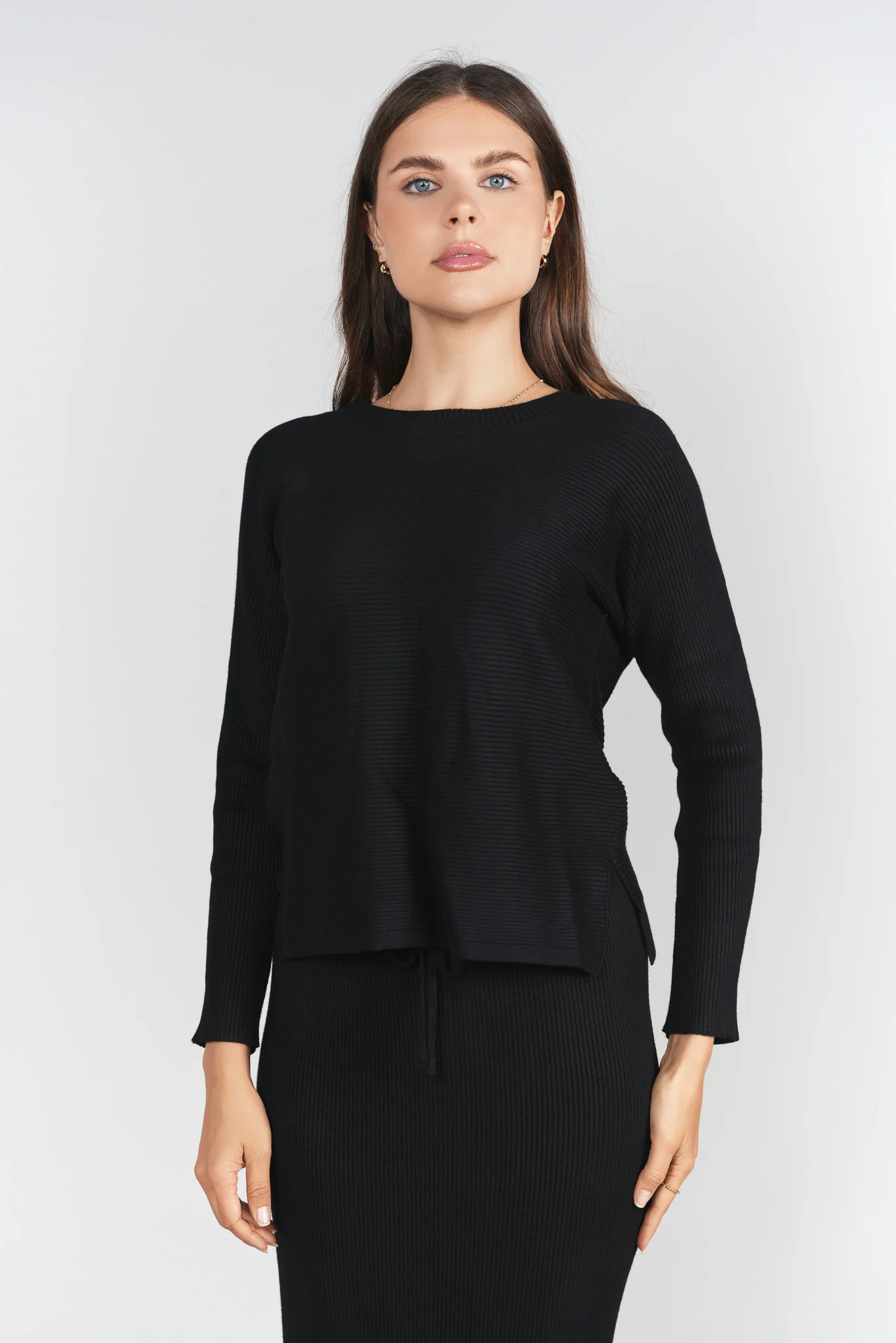 Sweater Rib Top- Black - Image 2
