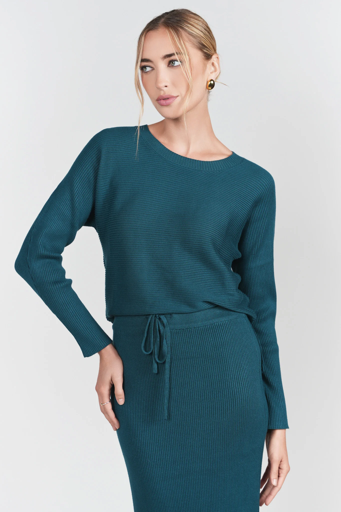 Sweater Rib Top- Teal - Image 3
