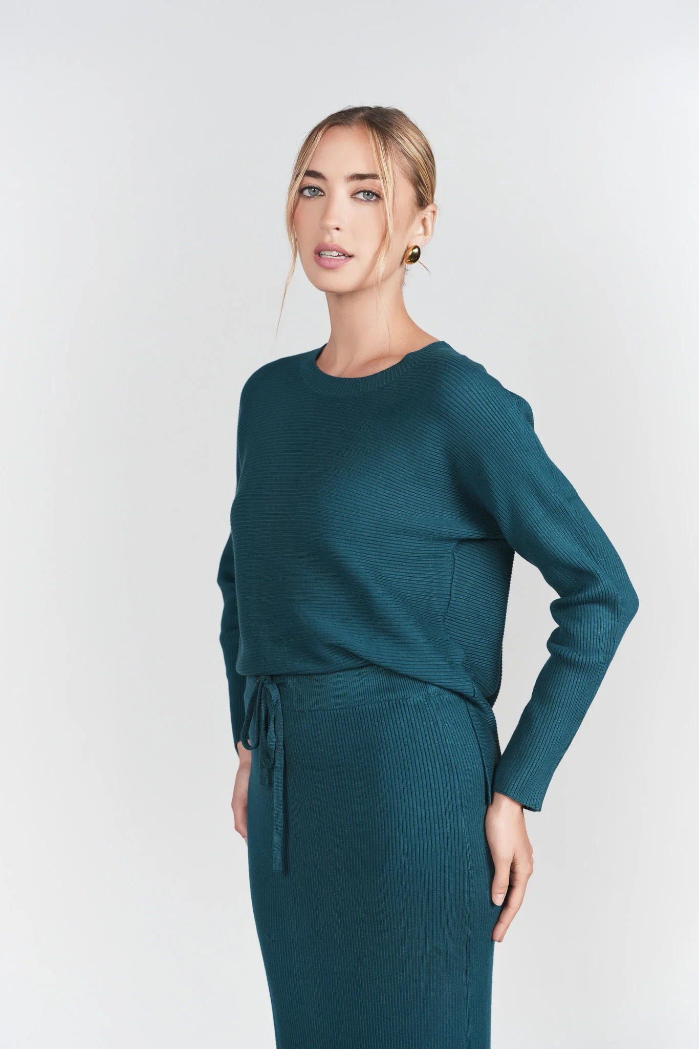 Sweater Rib Top- Teal - Image 4