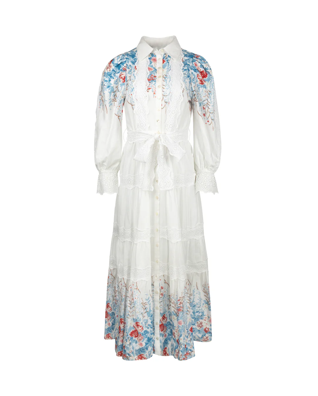 Tiered Lace Detailed Dress- White
