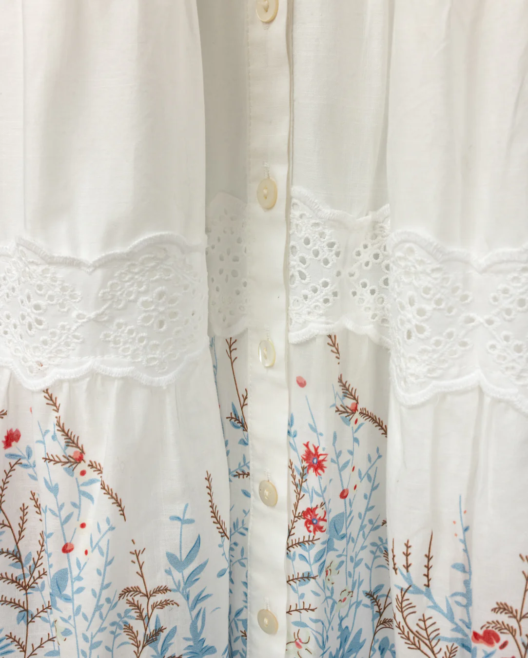 Tiered Lace Detailed Dress- White - Image 2