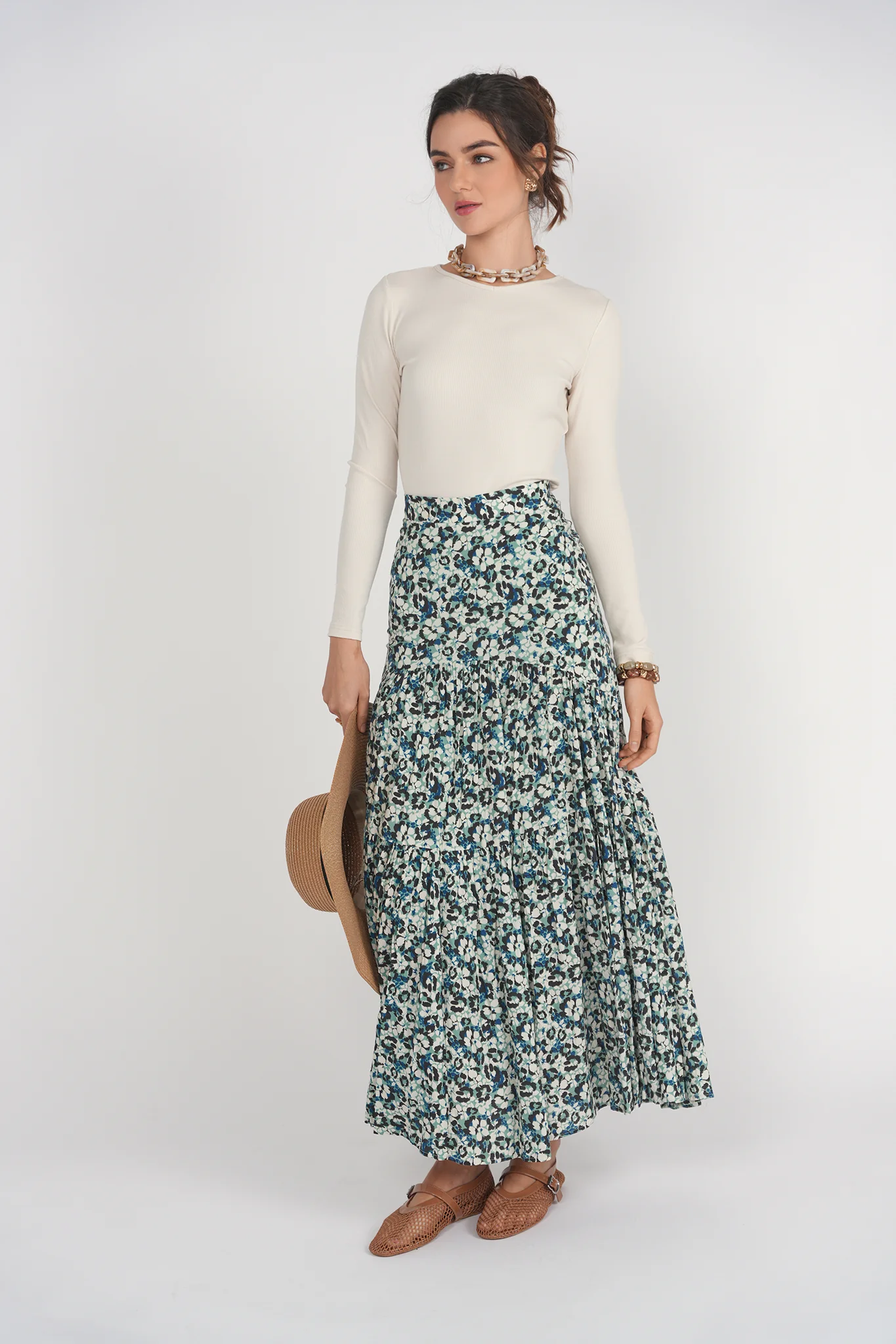 Tiered Maxi Skirt- Leopard Floral - Image 2
