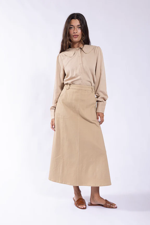 Twill Skirt with Utility Pockets