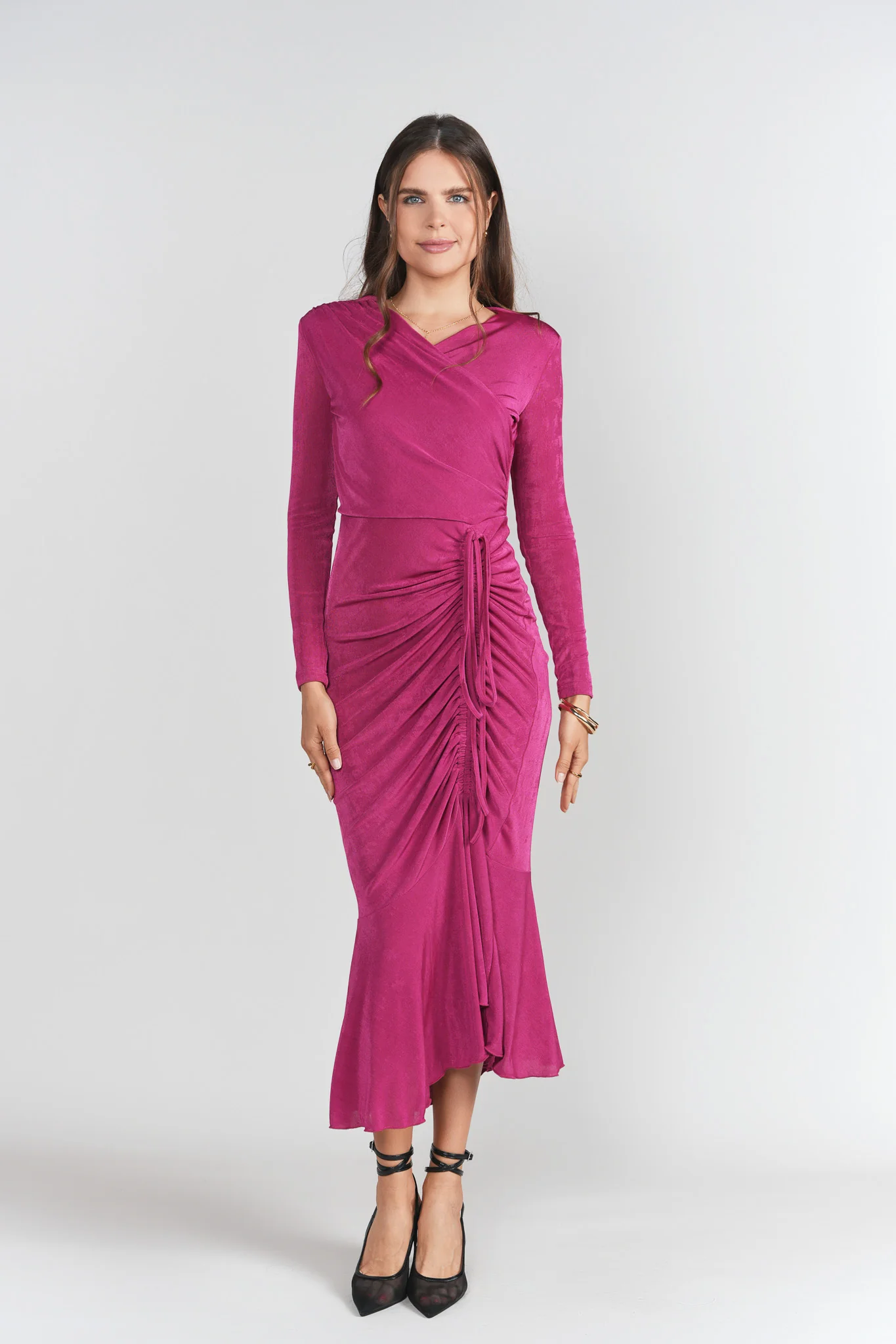 Valerie Midi Dress- Fuchsia - Image 3