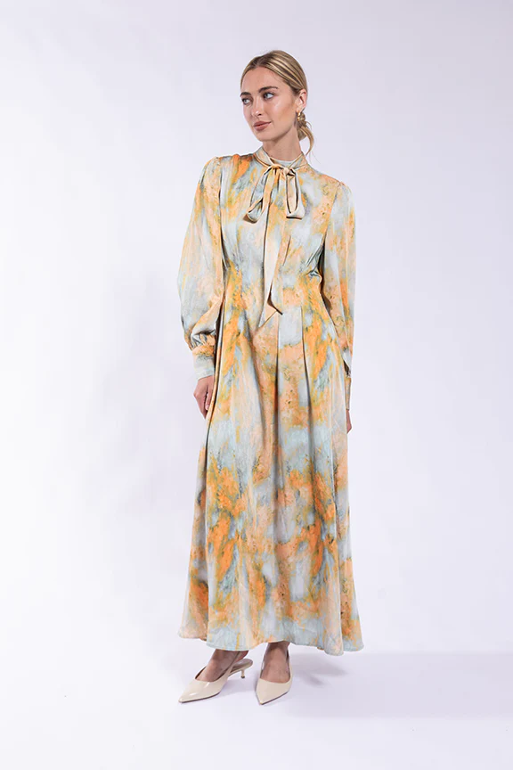 Watercolor Midi Dress- Aqua Sorbet