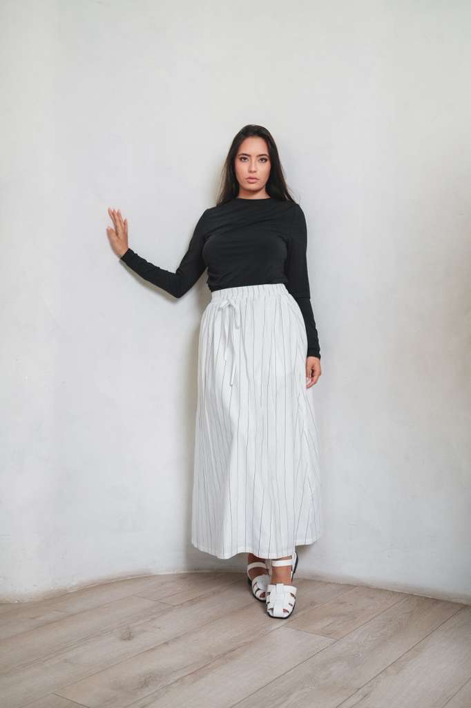White Skirt with Black Pinstripes - Image 2
