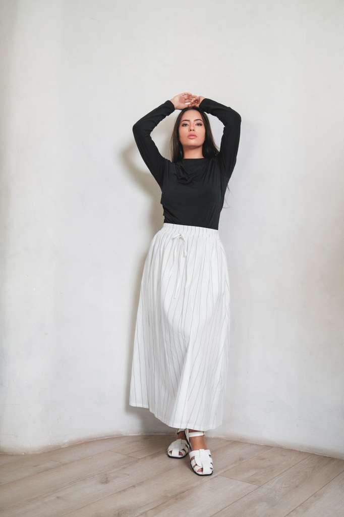 White Skirt with Black Pinstripes - Image 3