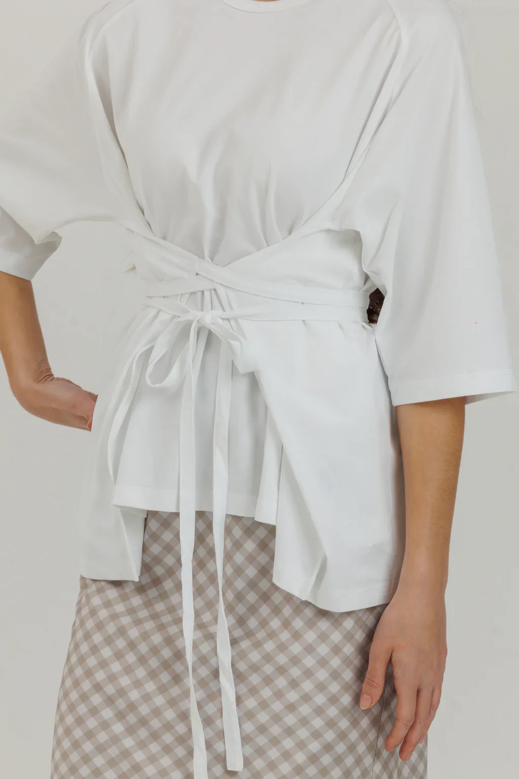 Wrap Tie Tee- White - Image 2