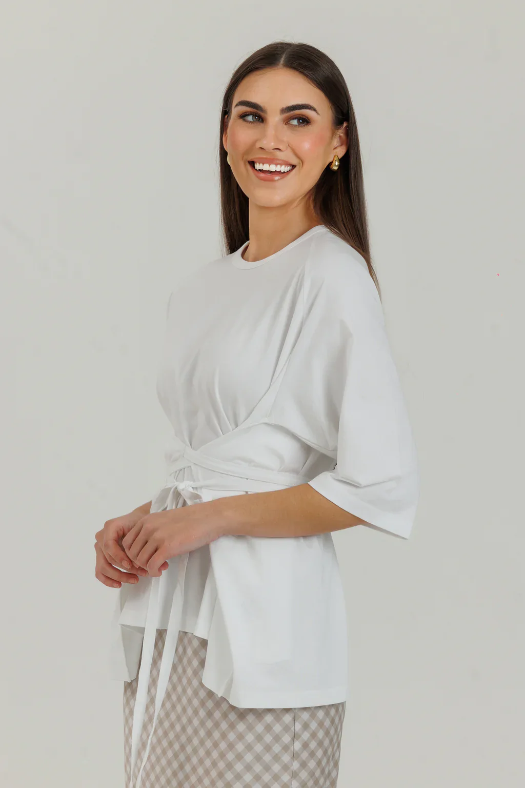 Wrap Tie Tee- White - Image 3