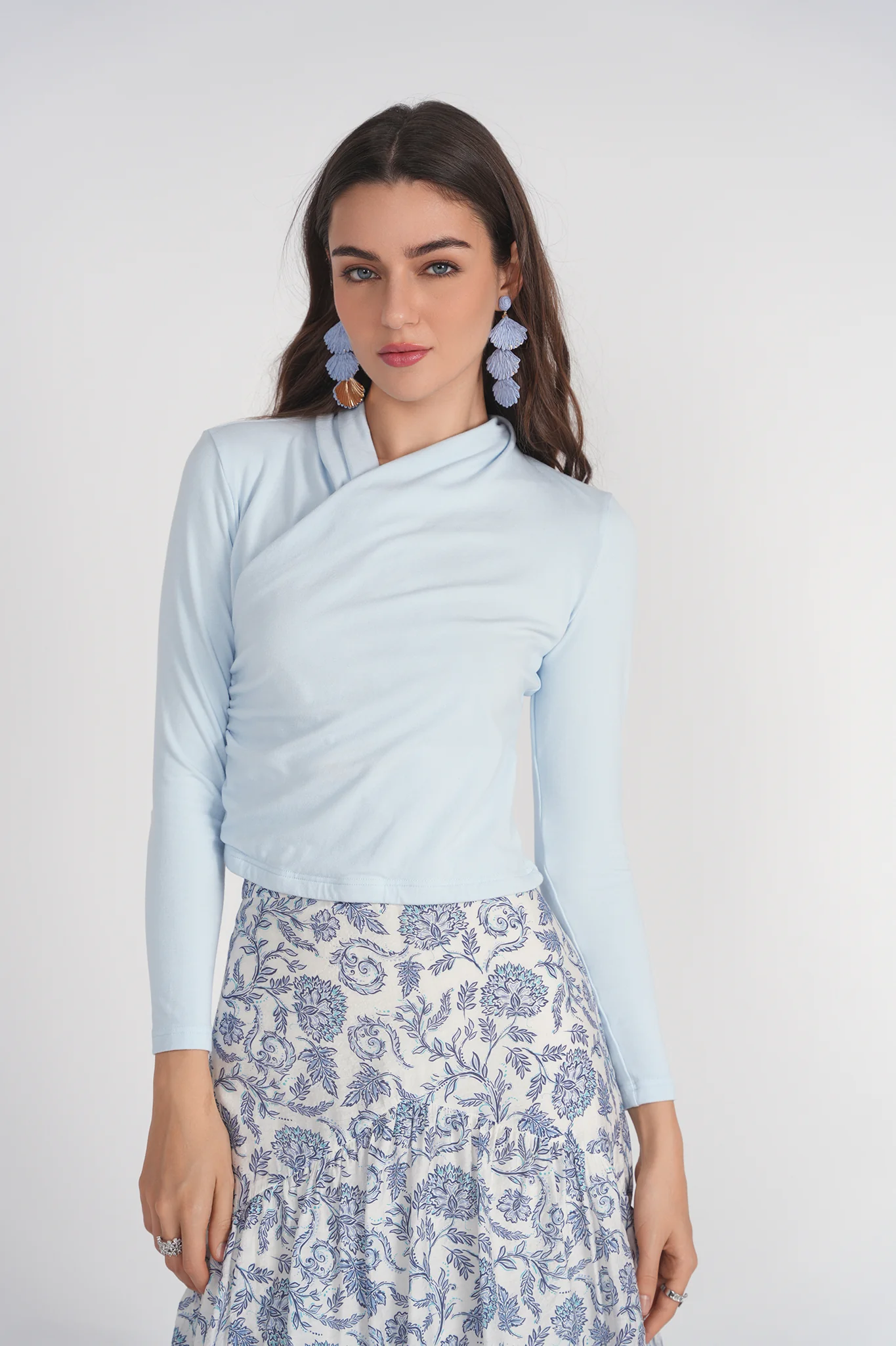 Yael Cotton Top- Sky Blue